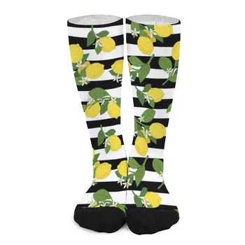 Чорапи с лимон и листа, Зимните Черно Шарени чорапи с принтом, Корейски Женски Мъжки Меки дишащи чорапи, Дизайнерски чорапи за скално катерене, Мини чорапи