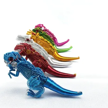 1БР Алуминиева тел Тъкане на 3D Динозавър Птерозавр Митични Животни Метални орнаменти Колекционерска Diy Детски Играчки Фигурки Декор на масата