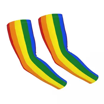 Знаме на Гей-Прайда В Ивицата Спортни Компресия Ръкави Топло За Жени, Мъже GLBT ЛГБТ Дъгова Лесбийка UV-Защита на Татуировки Прикритие