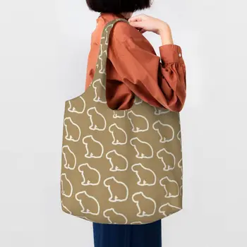 Капибара, сладки популярните животни, чанта за пазаруване, дамски скъпа холщовая чанта за пазаруване, чанта за пазаруване с голям капацитет