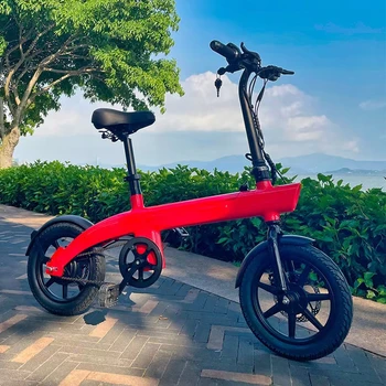 14-инчов електрически велосипед със сменяема литиево-йонна батерия В 36 / 250 W за градска мобилност, електрически велосипед за двойки с led подсветка топла светлина