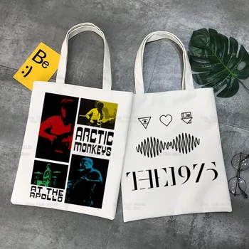 Чанта за пазаруване Arctic Monkeys Rock, джутовая чанта за пазаруване, чанта-тоут за пазаруване за многократна употреба калъф Bolsa Compra Sacolas