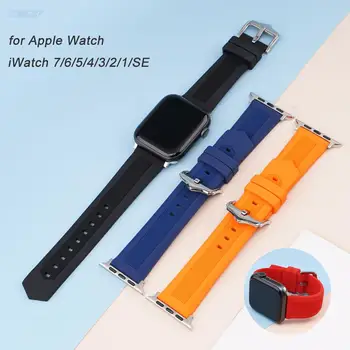 Силиконов Ремък за Apple Watch Band 44 мм 40 мм 42 мм, 38 мм и Каишка Спортен Гумена Гривна на Китката за iWatch Серия 2 3 4 5 6 7 SE 45/41 м