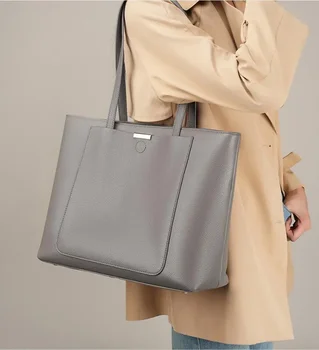 2023 Есенни Чанти през рамо от естествена кожа, за жени, маркови дизайнерски дамски Големи Ежедневни чанти, Мека кожена Дамска чанта за пазаруване