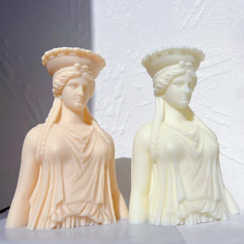 Форма за свещ със статуята на кариатиды, бюст на гръко-римската богиня, силиконови форми за восъчни скулптури гръцко изкуство