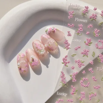 Релефни стикери за нокти Популярни сладки стикери за нокти японски розови цветя