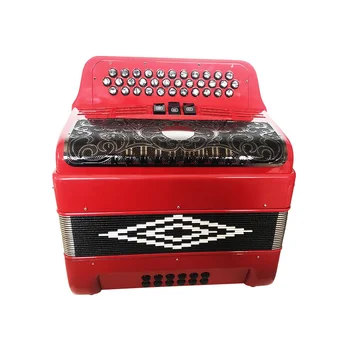 Професионални 34 бутони, 12 бас, 3 букви, Черна решетка, Червен Аккордеонный инструмент Acordeon JB3412C