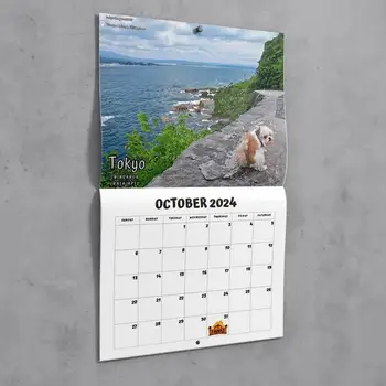 Календар кучешки какашек в 2024 година Стенен календар с чувство за хумор за кучешки какашках, Месечен стенен календар с ясна печат, Забавен Календар за кучешки какашках в подарък