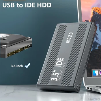 2,5 3,5-инчов Корпус на Твърдия диск IDE IDE HDD SSD USB to PATA HD Външен Корпус От алуминиева сплав Кутия за Твърд диск с Блок захранване