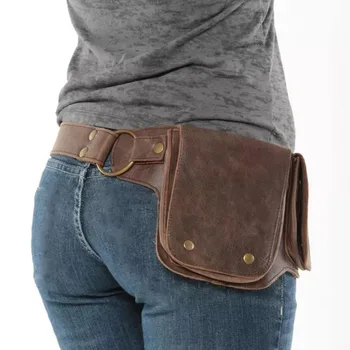 Средновековен регулируема джоб на колана си, изкуствена кожа, дамски реколта набедренная чанта, поясная чанта, аксесоар за cosplay Viking Warrior Larp, в чантата