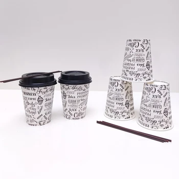 Хартиена чаша за хранителни продукти Pla за Еднократна употреба на дървесина чаша за горещо кафе с двойни стени и капаци
