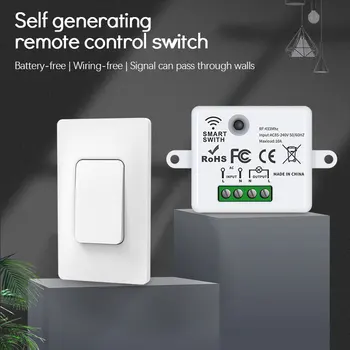 Безжичен ключ CoRui с Автономно захранване, Без Окабеляване И на безплатни Стикери + Устройство за включване-изключване Rf433 US Switch 220v Smart Light Control Panel