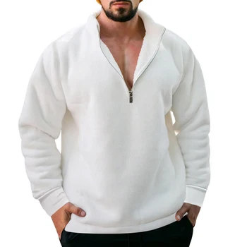 Удобна Мода за мъже Hoody С качулка Мъжки Hoody Пуловер с обикновена яка подпора На топла цип Есен Зима Ежедневни