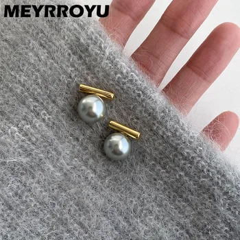 MEYRROYU Елегантни перлени обеци-карамфил за жени и момичета, корейската мода, нови бижута, подарък за приятелка на сватбата, висулки за жени