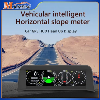 X90 GPS HUD Измерване на Скоростта на превозното средство, Наклон, Инклинометр, Авто 12 В, Общ Централен Дисплей с Наклон под Ъгъл, Транспортир Ширина
