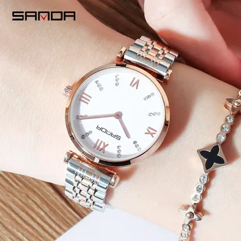 На BIANA P235 Луксозни Кръгли дамски часовник, кварцов Водоустойчив ръчен часовник от неръждаема стомана за една дама, всекидневни подарък