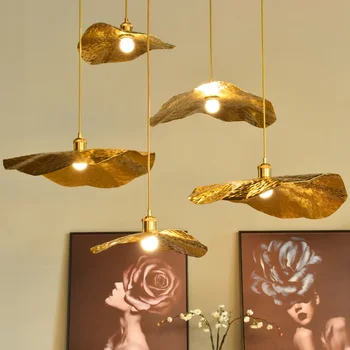 Креативни led висящи лампи Lotus Leaf за домашен интериор, висящи полилеи, лампа за дневна, трапезария, окачена лампа
