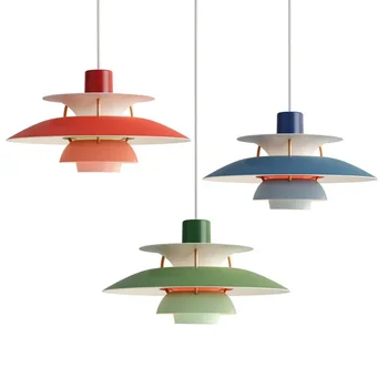 Датски окачен лампа Високо качество чадър Led Окачен Дизайнерска лампа Living Loui Блясък Кухня Paulsen НЛО PH 5 Color Droplight