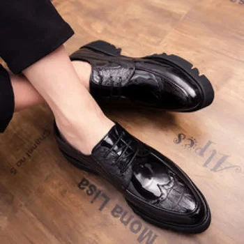 Мъжки обувки Пролет 2023, новост, Бизнес официалната Ежедневни кожени обувки в британския стил, мъже сватбена мода обувки за булката, младежта