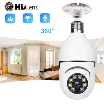 Лампа E27 HD Wifi камера Мини за защита на сигурността на 360-Градусная Панорамна камера Универсален Мрежов монитор за нощно виждане
