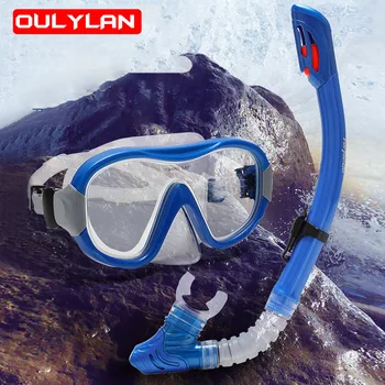 Oulylan Професионална маска за гмуркане с шнорхел и очила за гмуркане, набор от леки дихателни тръби, маска за гмуркане