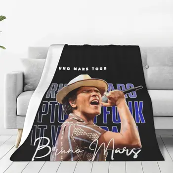 Фланелевое одеяло Bruno Mars Music Singer, меки трайни постелки за сядане, пътуване, Цветна покривка за дивана-легло.
