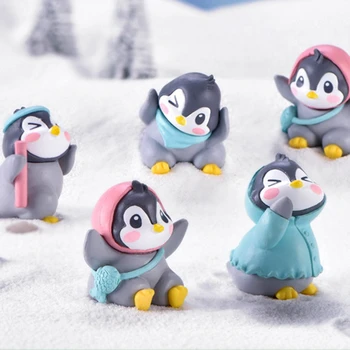 Сладка фигурка на малко пингвин, случайни миниатюри на животни, украшения, малки фигурки, занаяти, детски празнични подаръци