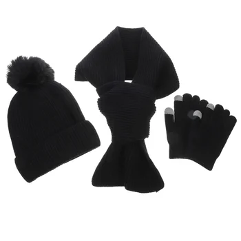 1 комплект зимни ръкавици, шапка, шал, женски костюм, зимата топъл шал, ръкавици със сензорен екран, комплект за езда