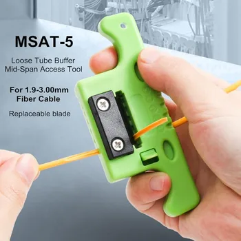 1 БРОЙ Устройство За Източване на Лента Оптичен кабел MSAT-5 MSAT 5 Безплатни Тръбен Буфер Среден Отвор Инструмент За Достъп Със Сменяеми Остриета от 1,9 мм до 3,0 мм