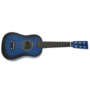 KRUSU Mini на 23-инчовата липа на 12 ладов, 6-низ акустична китара с плектър и струни за деца/ начинаещи (син)