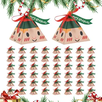 Коледните Чанти във Формата На Сладка Конус 50шт Преносим Плик За Лакомства, Бонбони Триъгълна Коледно Дърво Подаръчни Чанти За Детски Партита