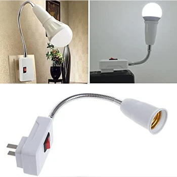 Основата на лампата E27 от неръждаема Стомана е Гъвкава Извивка на Тестова Мобилна лампа за Контакта Адаптер Светлина Штекерный Прекъсвач