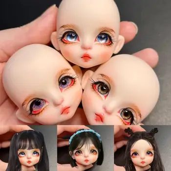 Нов стоп-моушън главата 1/8 с грим за тяло 16 см Кукла за момичета Грим За момичетата Кукла С 3D Разноцветни очи