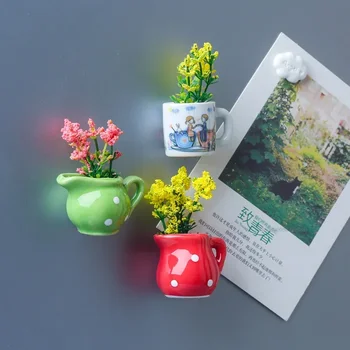 1 бр. творчески магнитни мини керамична ваза 3D моделиране цвете в саксия сладък декоративен Магнит за хладилник за кухня начало декор