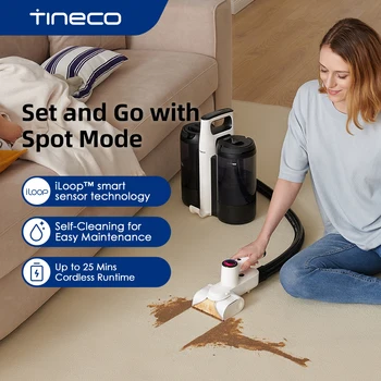 Интелигентен безжичен пречистване на килими и тапицерии Tineco Carpet One Spot Essentials Лека прахосмукачка с led екран