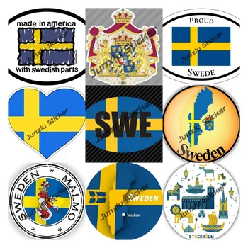 Стикер Sverige Sweden Стикер с Националното Знаме на Швеция за Купето на Автомобила, Прозорци, Броня, Стикер с Националния Флаг, Интериор на Цялото Тяло