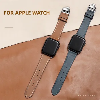 Кожена Каишка за Apple watch band 49 мм 45 мм 44 мм 40 мм 42 мм 38 мм 41 мм гривна correa каишка за часовник iWatch серия 8 7 SE 6 5 4
