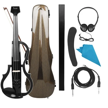 Електрическа цигулка Професионална 4/4, безголовая, тиха, электроакустическая Цигулка с смычком, кабел за слушалки, калъф за носене на ръка, аксесоари