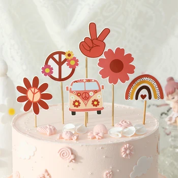 1 комплект топперов за торта с цветя, хартия топперы за торта с цветя в различни размери за момичета, рожден ден, сватбени декорации за торта, аксесоари за печене