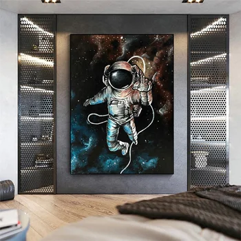 Плакати с монтиране на изкуството астронавти Луксозна стенопис Модерен начало декор Живопис, Картини върху платно щампи за Декорация на хола спални Подаръци