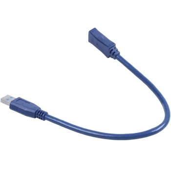 Син удължителен кабел с конектор USB 3.0 мъж към мъж F / M Type A 30 см