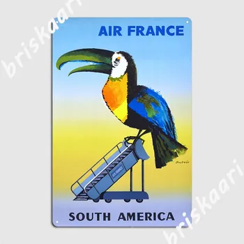 1956 Air France, Южна Америка, Туристически плакат с Туканом, Метална табела, боядисани стени кино, гараж, пещерен кръчма, Лидице знак на поръчка, плакати