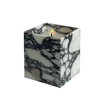 Луксозни кутии за свещи от естествен камък Calacatta Виола Purple Marble титуляр от Оникс Чаша Съдове Контейнер Начало декор