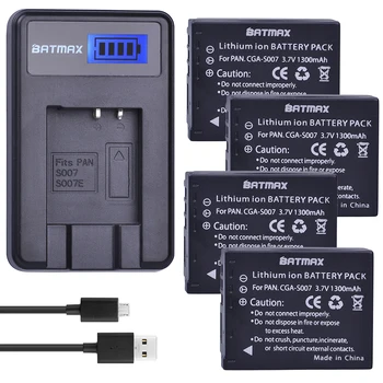 Batmax 4шт CGA-S007 S007E S007 S007A Батерия + LCD USB Зарядно Устройство за Panasonic DMC TZ1 TZ2 TZ3 TZ4 TZ5 TZ50 TZ11 TZ15 Bateria