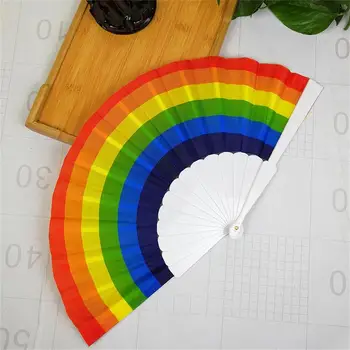 Ръчно сгъваеми фен Rainbow, 1БР, испански сгъваем вентилатор за танцово представяне на Rainbow, декорация на дома