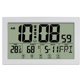 Дигитални стенни часовници със сензорен екран Без звук с режима на повторение, светещи големи символи, с календар, подходящи за домашния офис