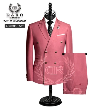 DAROuomo 2023 Мъжки костюм Slim Fit Официалната бизнес работно облекло-Костюми-Комплект от 3 бр. (яке + панталон + елек) DR8211