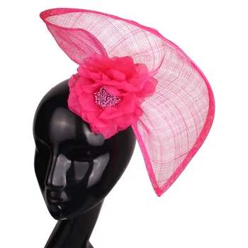 Дамски ярко-розова шапка-чародейката, щипки за коса, елегантна прическа за младоженци, на бала, дамски шапки, аксесоари за коса