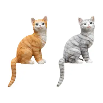 Сладки фигурки на котки Украса антре, устойчиви на атмосферни влияния изделия от смола на животните