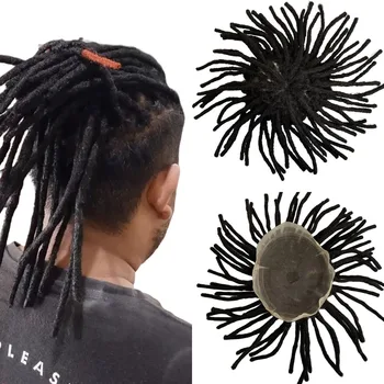 Колоритен малайзия изкуствена коса от естествена коса # 1, Расти, 8x10, перука с пълна шнур за черни мъже